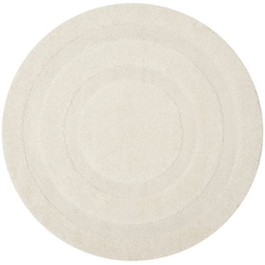 SAFAVIEH Florida Mason Bordered Shag Area Rug, Cream, 5' x 5' Round
