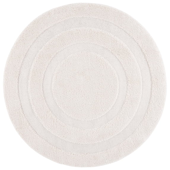 SAFAVIEH Florida Mason Bordered Shag Area Rug, Creme, 10' x 10' Round