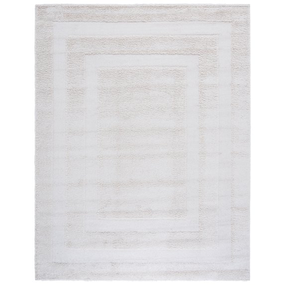 SAFAVIEH Florida Mason Bordered Shag Area Rug, Creme, 6' x 8'