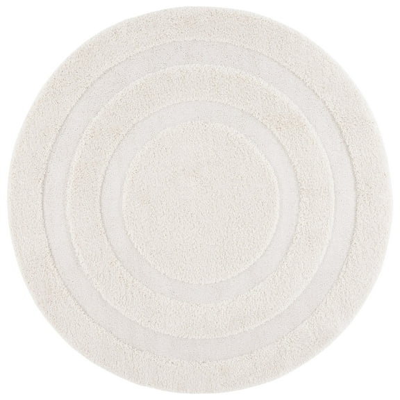 SAFAVIEH Florida Mason Bordered Shag Area Rug, Creme, 8' x 8' Round
