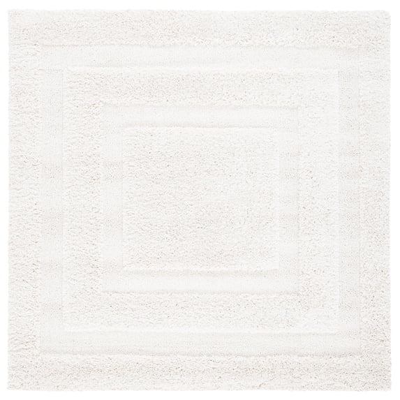 SAFAVIEH Florida Mason Bordered Shag Area Rug, Creme, 8' x 8' Square