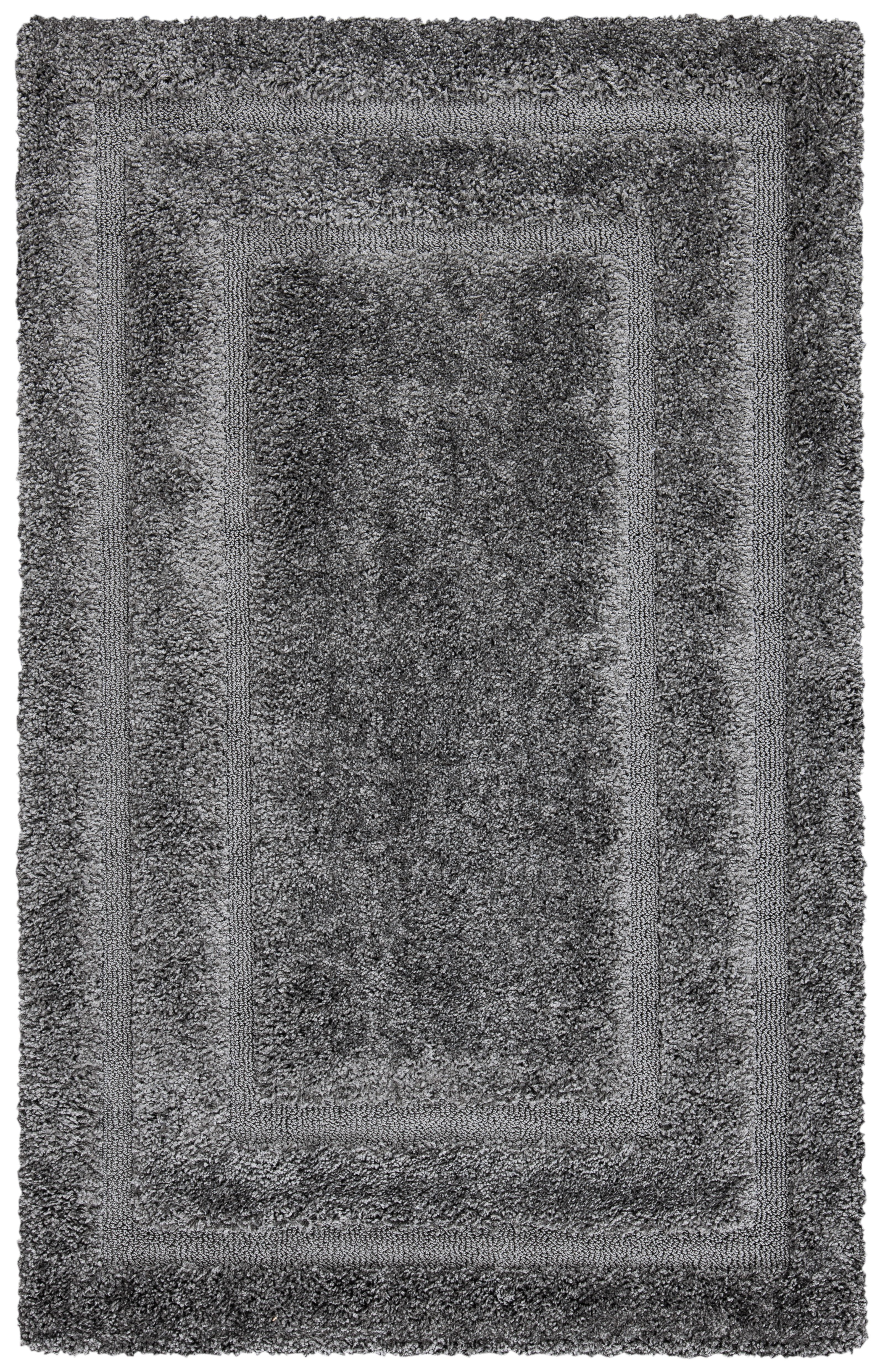SAFAVIEH Florida Mason Bordered Shag Area Rug, Grey, 2' x 3'