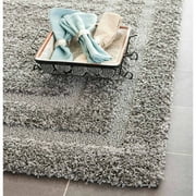 SAFAVIEH Florida Mason Bordered Shag Area Rug, Grey, 3'3" x 5'3"