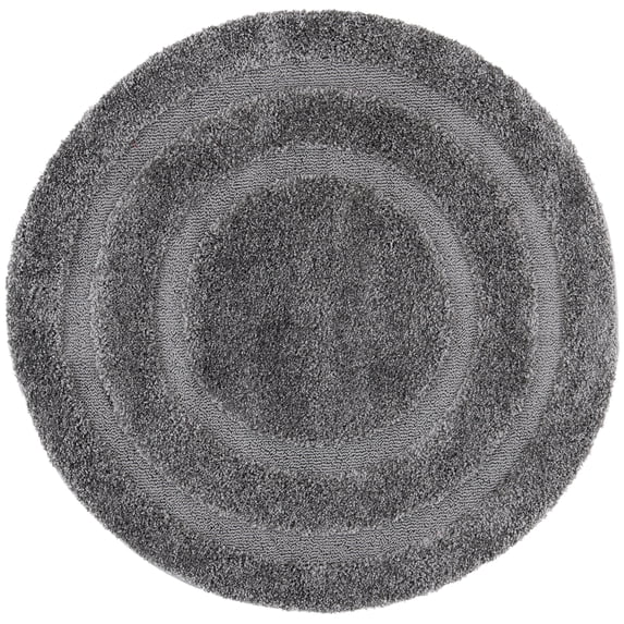 SAFAVIEH Florida Mason Bordered Shag Area Rug, Grey, 3' x 3' Round