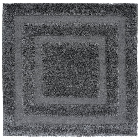 SAFAVIEH Florida Mason Bordered Shag Area Rug, Grey, 3' x 3' Square
