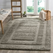SAFAVIEH Florida Mason Bordered Shag Area Rug, Grey, 5' x 5' Square
