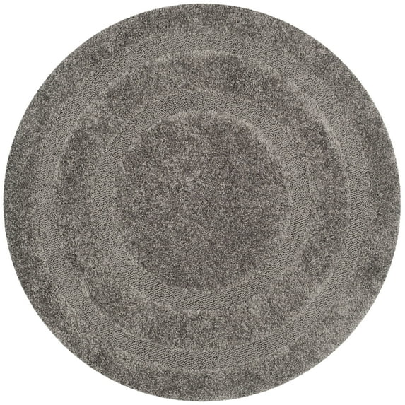 SAFAVIEH Florida Mason Bordered Shag Area Rug, Grey, 6'7" x 6'7" Round