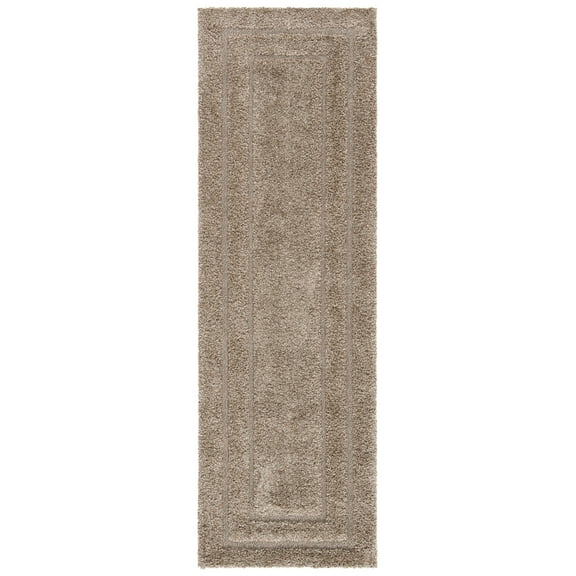 SAFAVIEH Florida Mason Bordered Shag Runner Rug, Beige, 2'3" x 10'