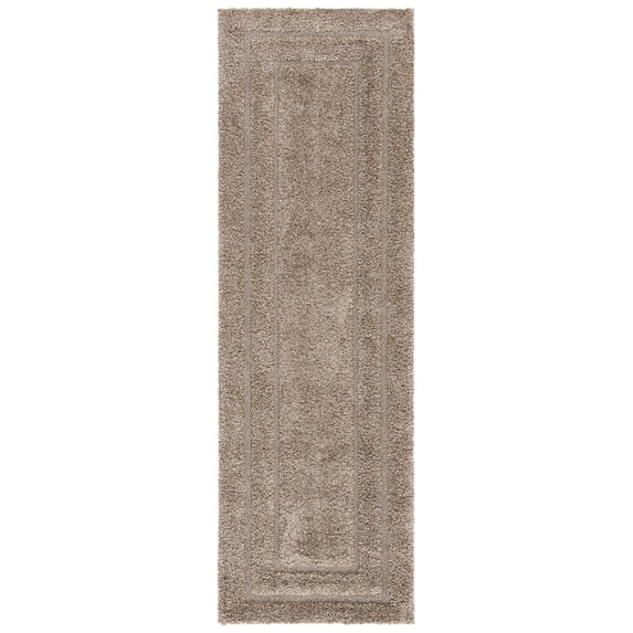 SAFAVIEH Florida Mason Bordered Shag Runner Rug, Beige, 2'3" x 5'