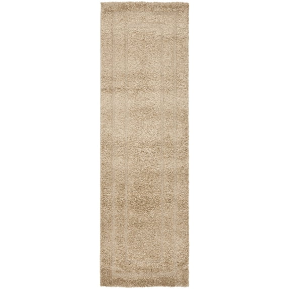 SAFAVIEH Florida Mason Bordered Shag Runner Rug, Beige, 2'3" x 9'
