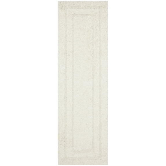 SAFAVIEH Florida Mason Bordered Shag Runner Rug, Cream, 2'3" x 8'