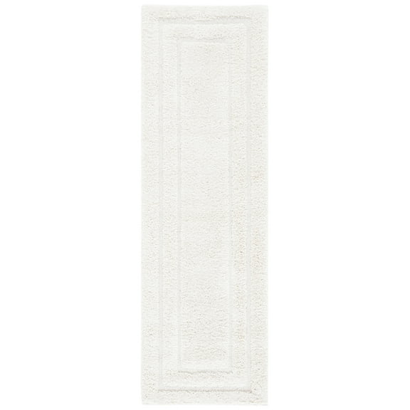 SAFAVIEH Florida Mason Bordered Shag Runner Rug, Creme, 2'3" x 19'