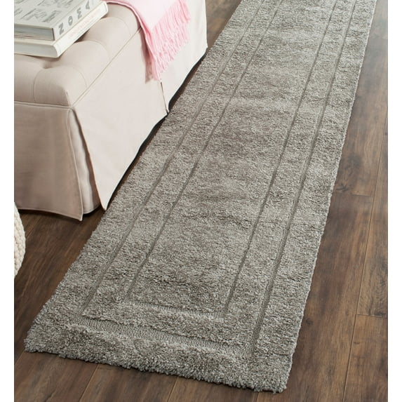 SAFAVIEH Florida Mason Bordered Shag Runner Rug, Grey, 2'3" x 13'