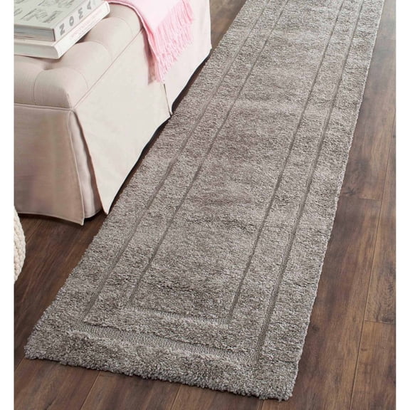 SAFAVIEH Florida Mason Bordered Shag Runner Rug, Grey, 2'3" x 7'