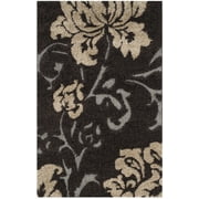 SAFAVIEH Florida Merrick Floral Shag Area Rug, Dark Brown/Smoke, 3'3" x 5'3"