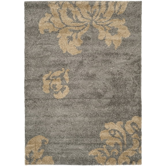 SAFAVIEH Florida Merrick Floral Shag Area Rug, Grey/Beige, 6' x 9'