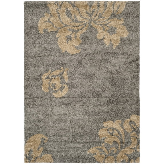 SAFAVIEH Florida Merrick Floral Shag Area Rug, Grey/Beige, 8'6" x 12'