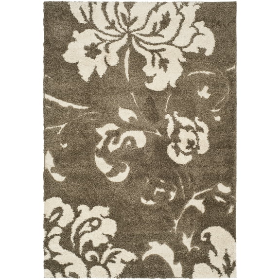 SAFAVIEH Florida Merrick Floral Shag Area Rug, Smoke/Beige, 4' x 6'