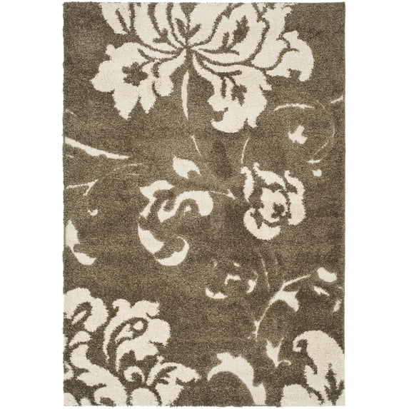 SAFAVIEH Florida Merrick Floral Shag Area Rug, Smoke/Beige, 5'3" x 7'6"