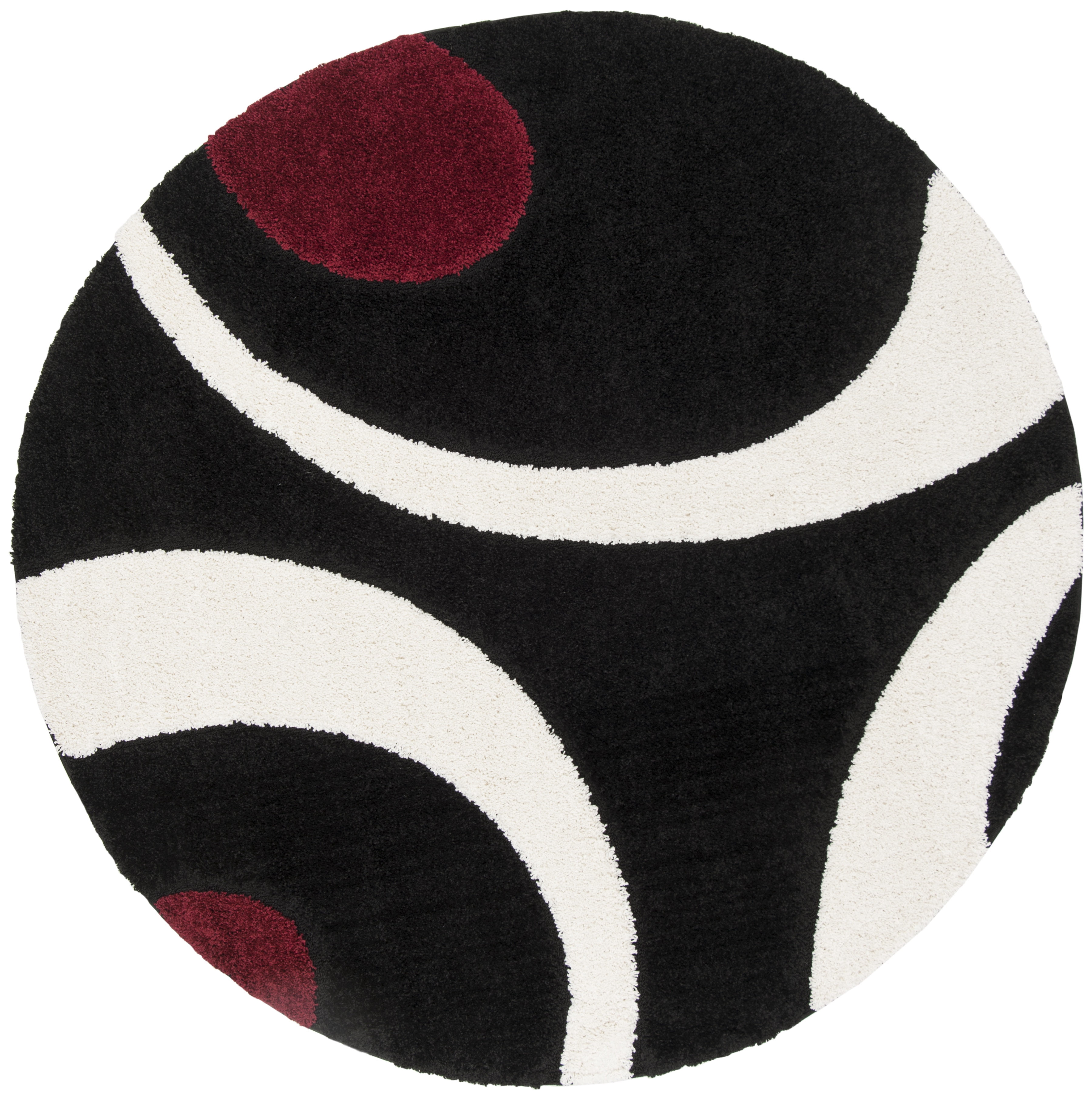 SAFAVIEH Florida Mirabelle Geometric Shag Area Rug, Black/Ivory, 5' x 5 ...