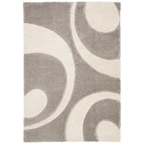 SAFAVIEH Florida Mirabelle Geometric Shag Area Rug, Grey/Ivory, 5'3" x 7'6"