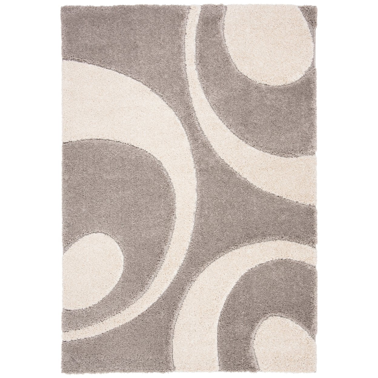SAFAVIEH Florida Mirabelle Geometric Shag Area Rug, Grey/Ivory, 6' x 9 ...