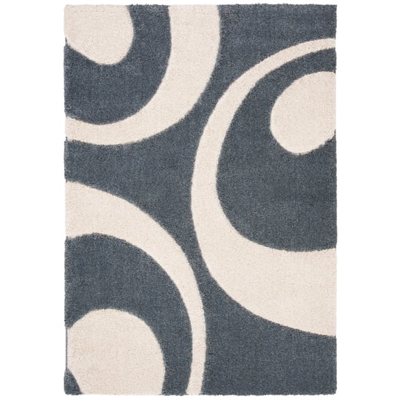 SAFAVIEH Florida Mirabelle Geometric Shag Area Rug, Slate/Ivory, 3'3" x 5'3"