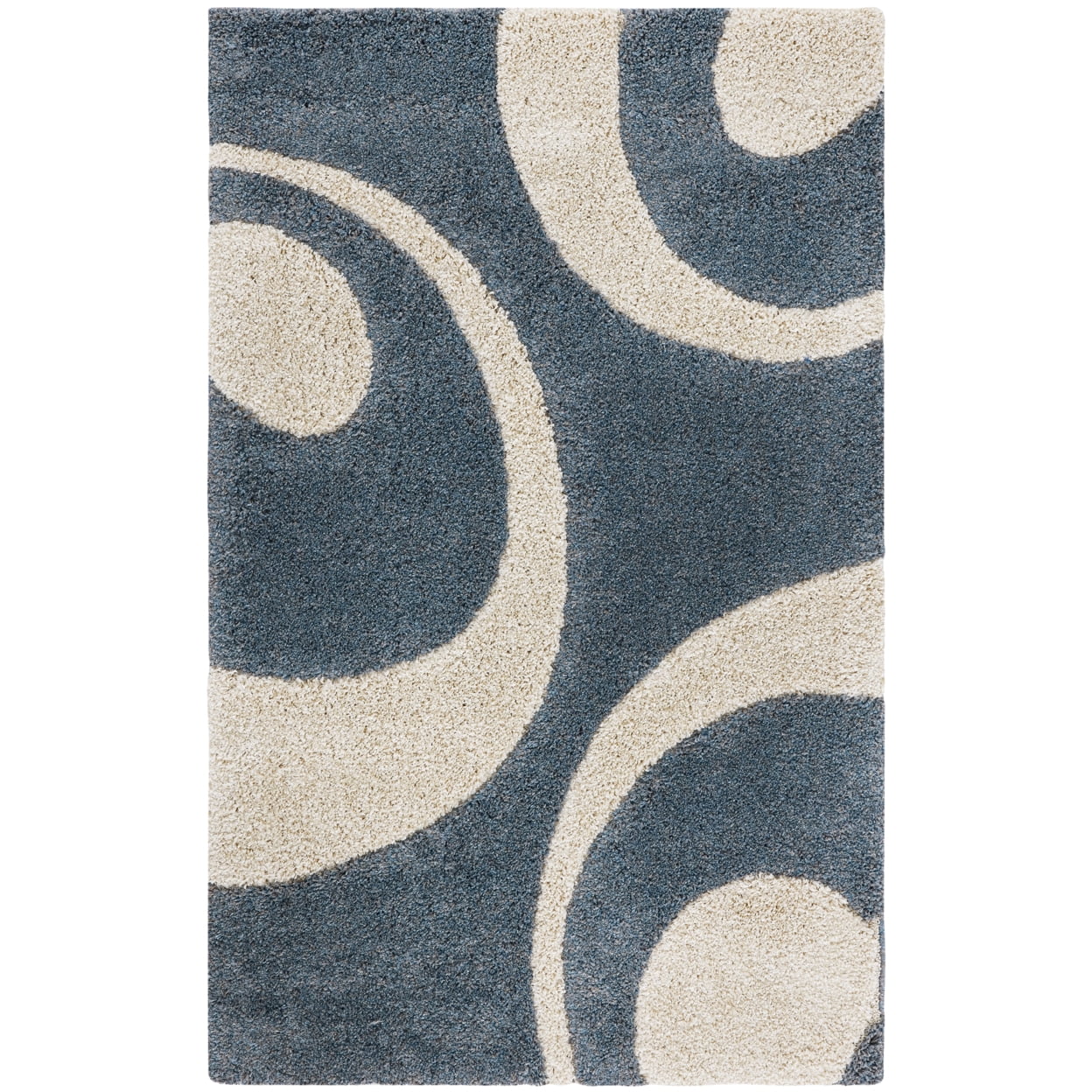 SAFAVIEH Florida Mirabelle Geometric Shag Area Rug, Slate/Ivory, 4' x 6 ...