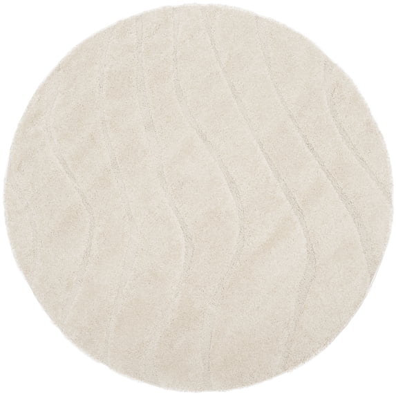 SAFAVIEH Florida Tabitha Geometric Shag Area Rug, Creme, 3' x 3' Round
