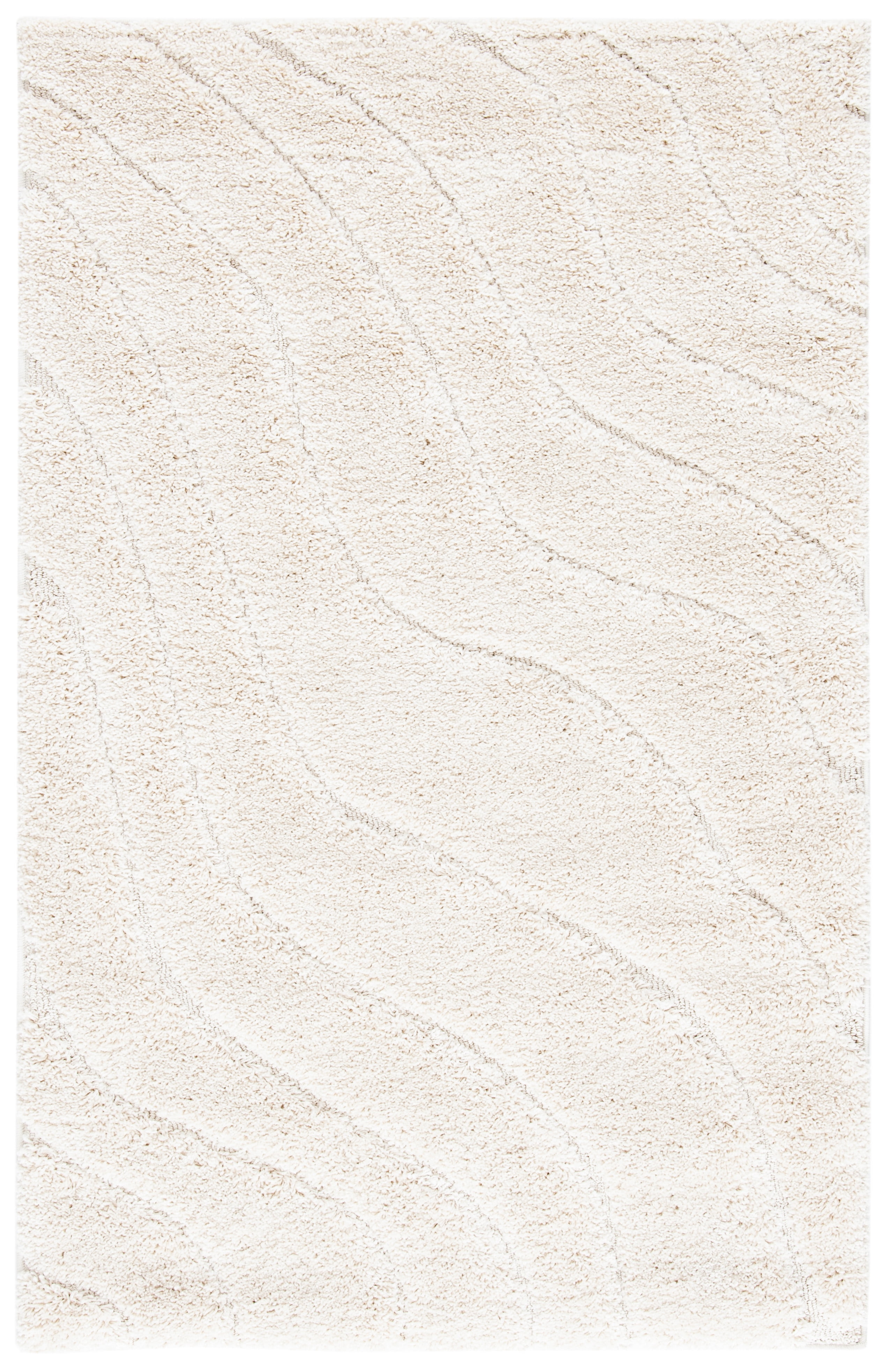 Off-White Tufted Handmade Shag Area Rug