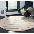 thumbnail image 1 of SAFAVIEH Florida Tabitha Geometric Waves Shag Area Rug, Cream/Beige, 4' x 4' Round, 1 of 6