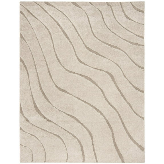 SAFAVIEH Florida Tabitha Geometric Waves Shag Area Rug, Cream/Beige, 4' x 6'