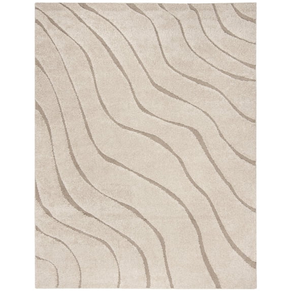 SAFAVIEH Florida Tabitha Geometric Waves Shag Area Rug, Cream/Beige, 4' x 6'