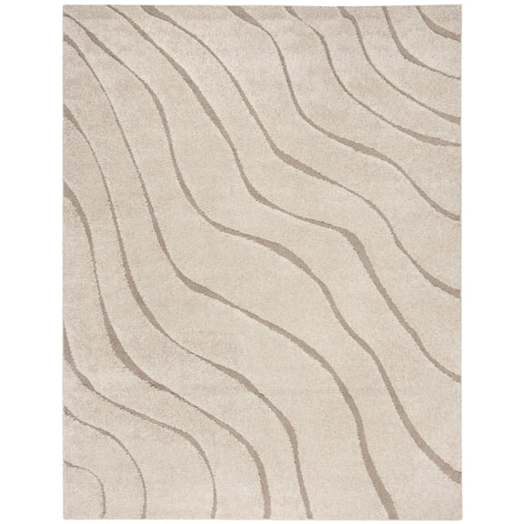 SAFAVIEH Florida Tabitha Geometric Waves Shag Area Rug, Cream/Beige, 5'3" x 7'6"