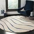 thumbnail image 1 of SAFAVIEH Florida Tabitha Geometric Waves Shag Area Rug, Cream/Blue, 5' x 5' Round, 1 of 8