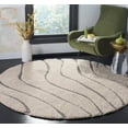 thumbnail image 1 of SAFAVIEH Florida Tabitha Geometric Waves Shag Area Rug, Cream/Grey, 6'7" x 6'7" Round, 1 of 8