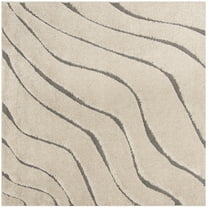 SAFAVIEH Florida Tabitha Geometric Waves Shag Area Rug, Cream/Grey, 6' x 9'