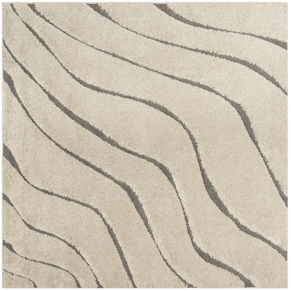 SAFAVIEH Florida Tabitha Geometric Waves Shag Area Rug, Cream/Grey, 6' x 9'
