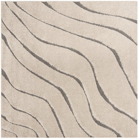 SAFAVIEH Florida Tabitha Geometric Waves Shag Area Rug, Cream/Grey, 6' x 9'