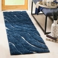 thumbnail image 1 of SAFAVIEH Florida Tabitha Geometric Waves Shag Runner Rug, Dark Blue/Cream, 2'3" x 11', 1 of 6