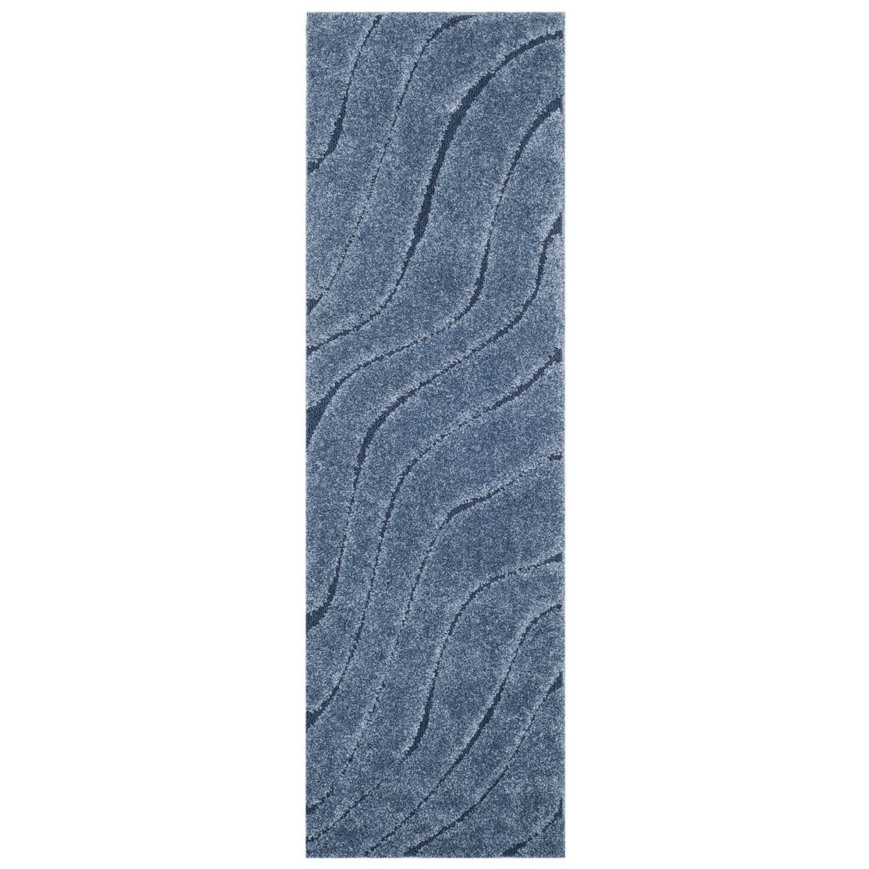 SAFAVIEH Florida Tabitha Geometric Waves Shag Runner Rug, Light Blue