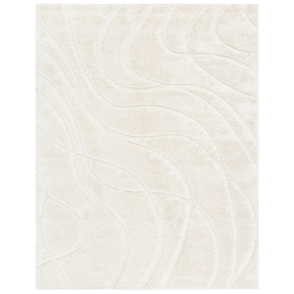 SAFAVIEH Florida Tamzen Abstract Shag Area Rug, Creme, 4' x 4' Round