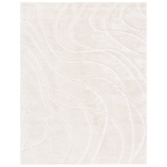 SAFAVIEH Florida Tamzen Abstract Shag Area Rug, Cream, 8' x 8' Square