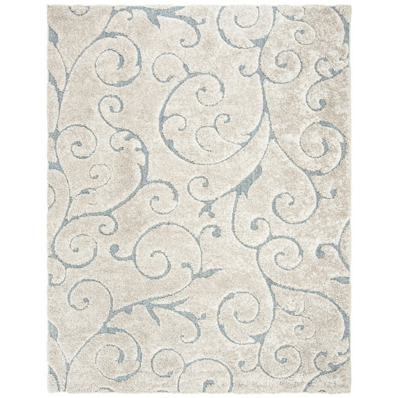 SAFAVIEH Florida Tamzen Abstract Shag Area Rug, Cream/Beige, 4' x 4' Square