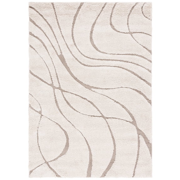 SAFAVIEH Florida Tamzen Abstract Shag Area Rug, Cream/Beige, 6' x 8'