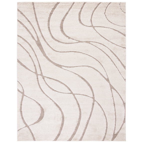 SAFAVIEH Florida Tamzen Abstract Shag Area Rug, Cream/Beige, 9' x 9' Square