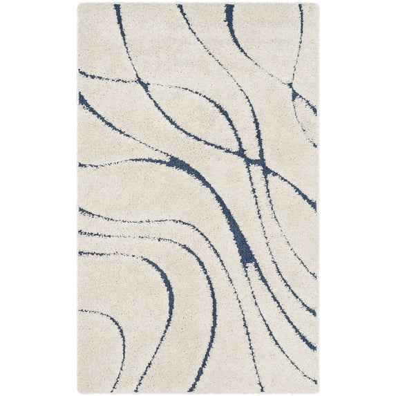 SAFAVIEH Florida Tamzen Abstract Shag Area Rug, Cream/Blue, 2' x 3'