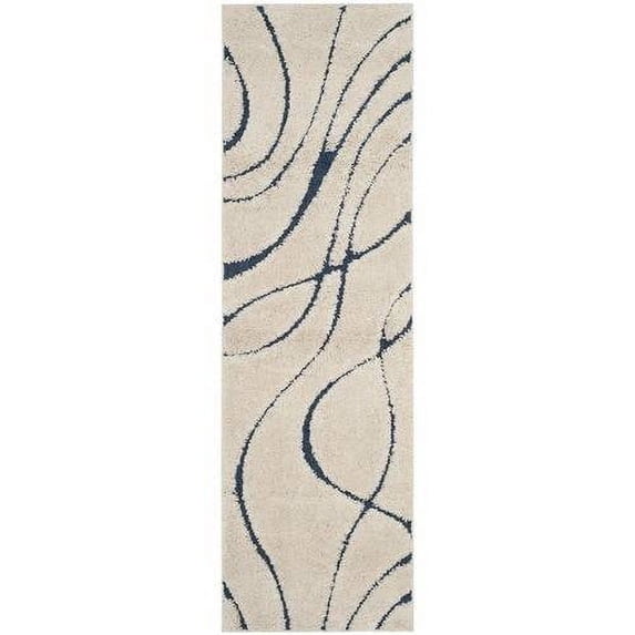 SAFAVIEH Florida Tamzen Abstract Shag Area Rug, Cream/Blue, 8'6" x 12'