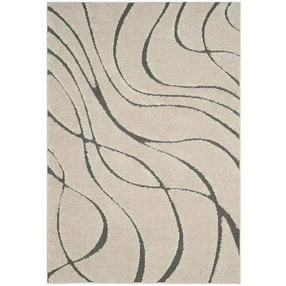 SAFAVIEH Florida Tamzen Abstract Shag Area Rug, Cream/Grey, 5'3" x 7'6"