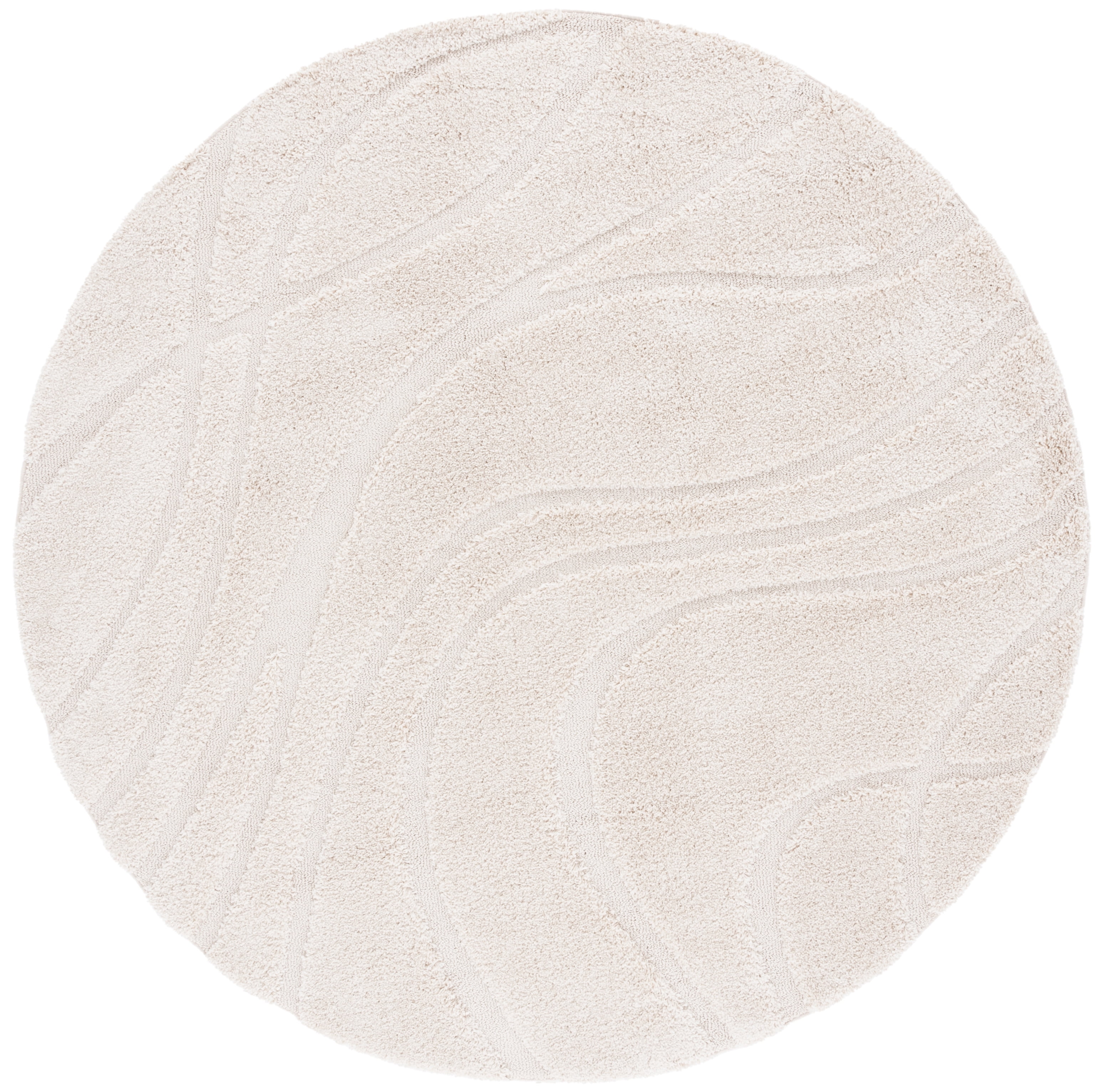 SAFAVIEH Florida Tamzen Abstract Shag Area Rug, Creme, 3' x 3' Round
